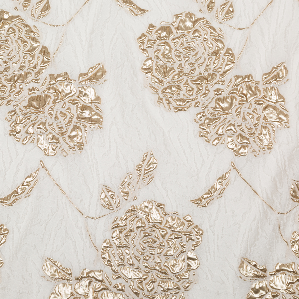 Metallic Bright Gold and Snow White Rosy Luxury Brocade Metallic Bright Gold and Snow White Rosy Luxury Brocade