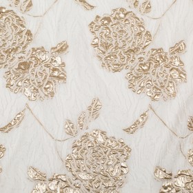 Metallic Bright Gold and Snow White Rosy Luxury Brocade Metallic Bright Gold and Snow White Rosy Luxury Brocade