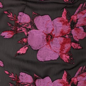 Metallic Black, Pink and Red Floral Luxury Organza Brocade Metallic Black, Pink and Red Floral Luxury Organza Brocade