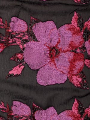 Metallic Black, Pink and Red Floral Luxury Organza Brocade Metallic Black, Pink and Red Floral Luxury Organza Brocade