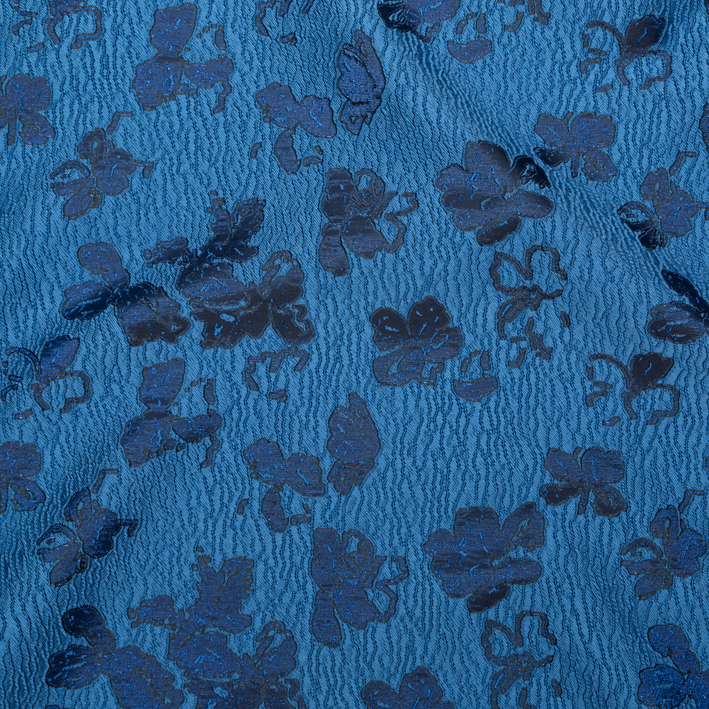 Metallic Baleine Blue and Black Floral Luxury Brocade Metallic Baleine Blue and Black Floral Luxury Brocade