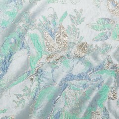 Metallic Golden Egg, Pearl Blue and Neptune Green Floral Luxury Brocade Metallic Golden Egg, Pearl Blue and Neptune Green Floral Luxury Brocade