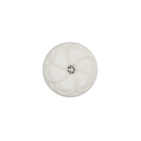 Italian Ivory Floral Nylon Button with Rhinestone Core – 24L/15mm Italian Ivory Floral Nylon Button with Rhinestone Core – 24L/15mm