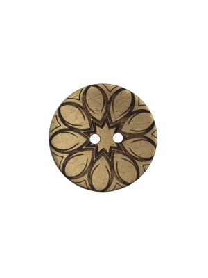 Italian Metallic Gold Floral Coconut Button – 24L/15mm Italian Metallic Gold Floral Coconut Button – 24L/15mm