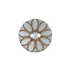 Italian Metallic Silver Floral Coconut Button – 32L/20mm Italian Metallic Silver Floral Coconut Button – 32L/20mm