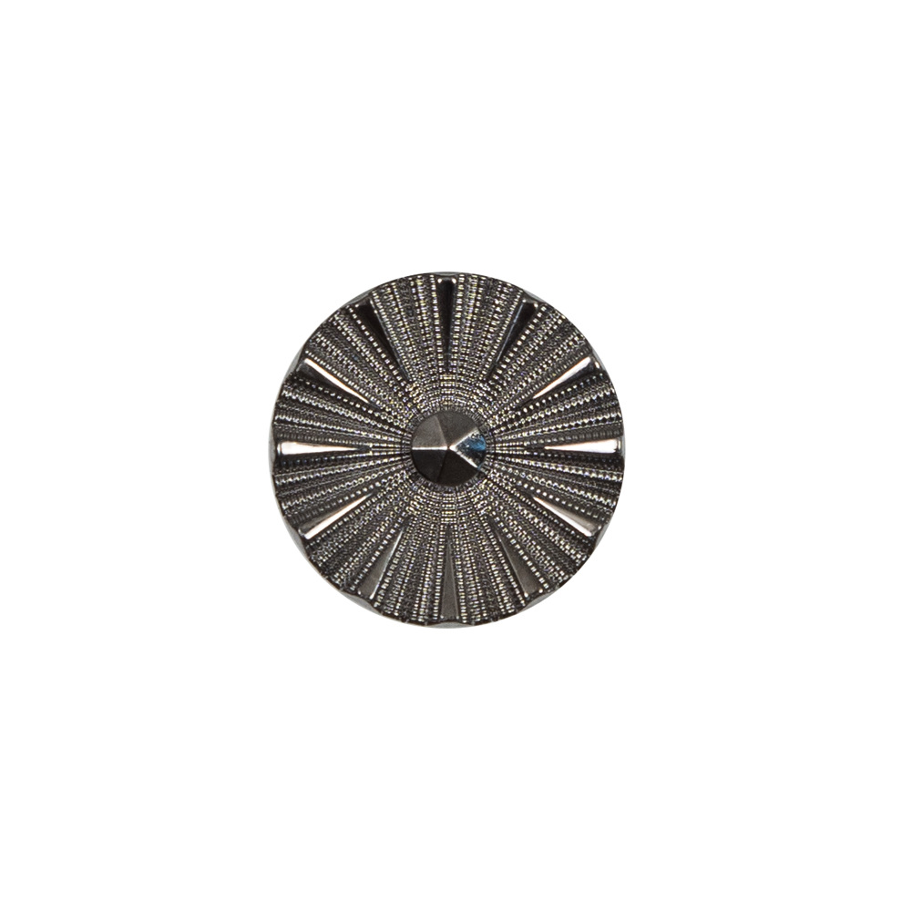 Italian Gunmetal Chrome Plated Floral Nylon Button – 24L/15mm Italian Gunmetal Chrome Plated Floral Nylon Button – 24L/15mm