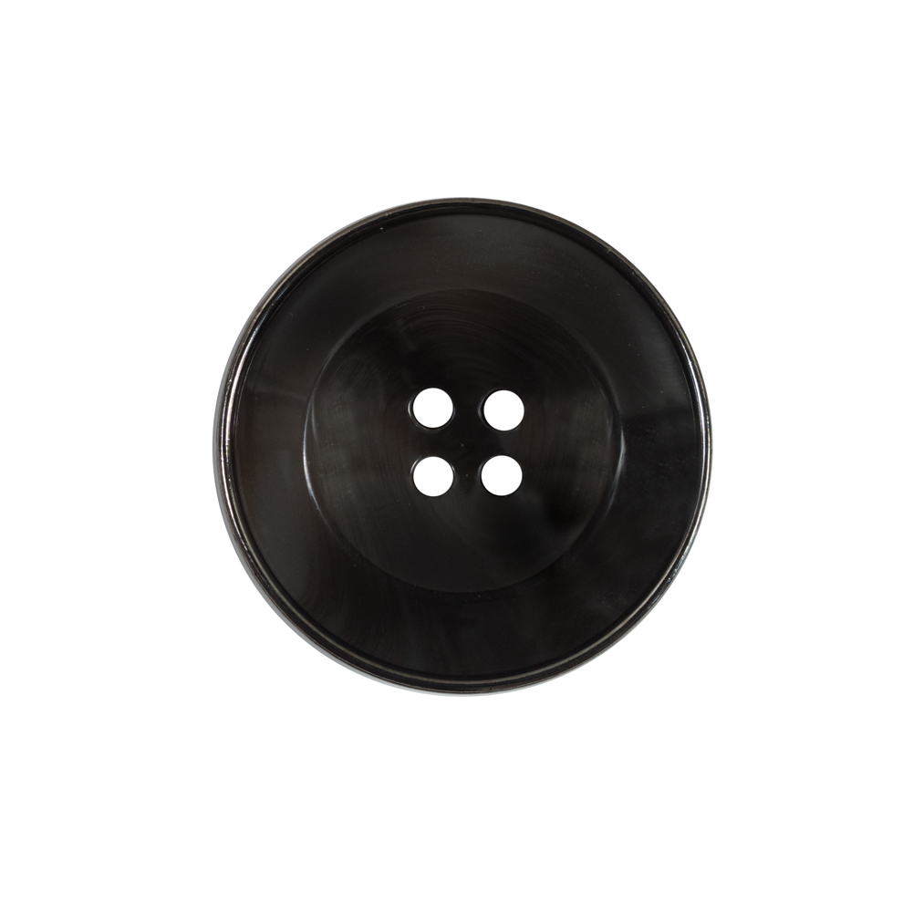 Italian Black Metal Rimmed Plastic Button – 36L/23mm Italian Black Metal Rimmed Plastic Button – 36L/23mm
