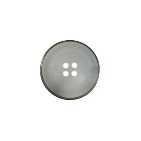 Italian Gray Metal Rimmed Plastic Button – 28L/18mm Italian Gray Metal Rimmed Plastic Button – 28L/18mm