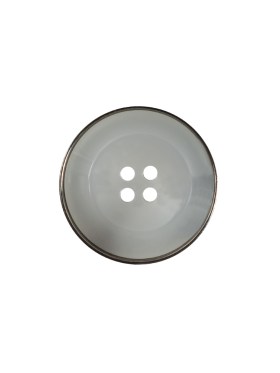 Italian Gray Metal Rimmed Plastic Button – 28L/18mm Italian Gray Metal Rimmed Plastic Button – 28L/18mm