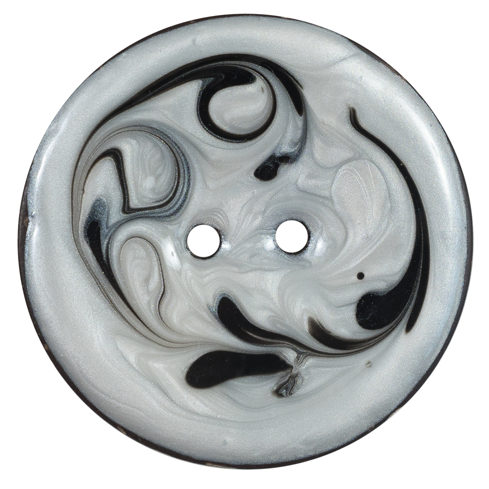 Italian Black and Ivory Swirl 2-Hole Button – 64L/40.5mm Italian Black and Ivory Swirl 2-Hole Button – 64L/40.5mm