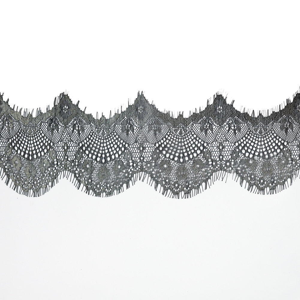 Italian Metallic Black and Gold Scalloped Lace Trim - 4"