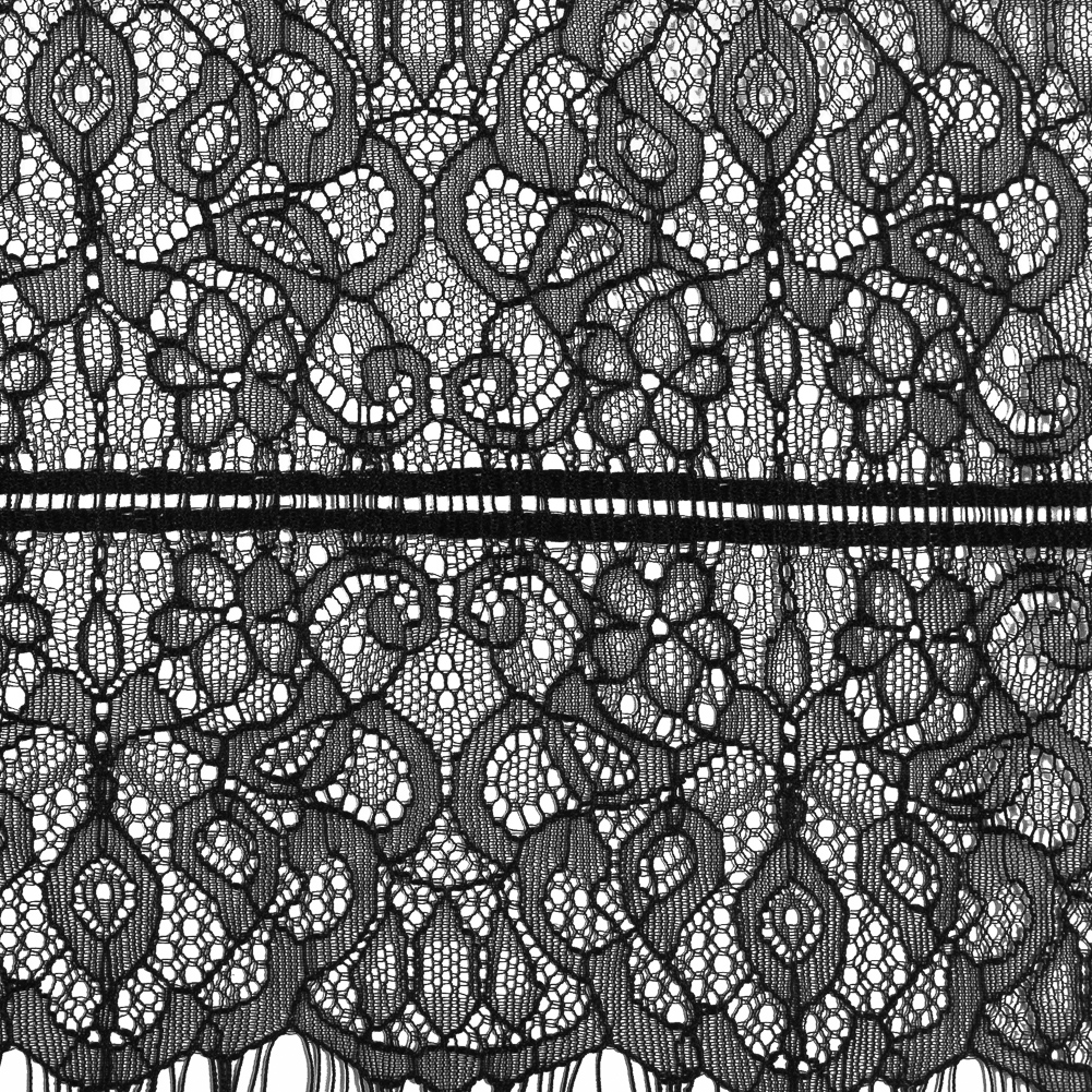 Italian Fine Black Lace Trim with Eyelash Edges – 7″ Italian Fine Black Lace Trim with Eyelash Edges – 7″