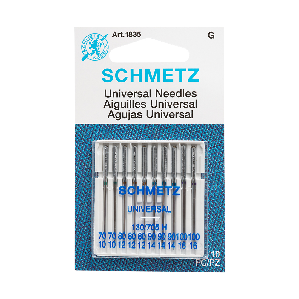 Schmetz Universal Machine Needles - Assorted Sizes (70/10, 80/12, 90/14, 100/16) - 10 ct