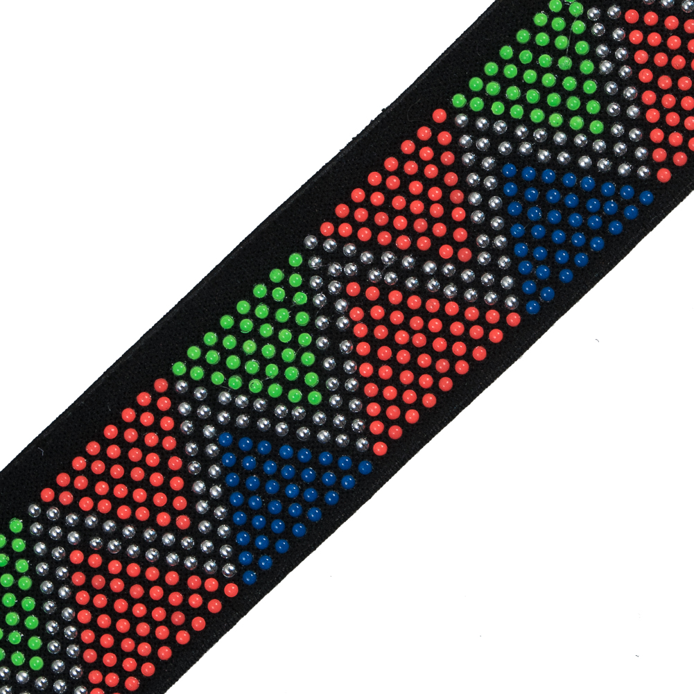 Italian Multicolor Elastic with Chevron Gems - 1.5"
