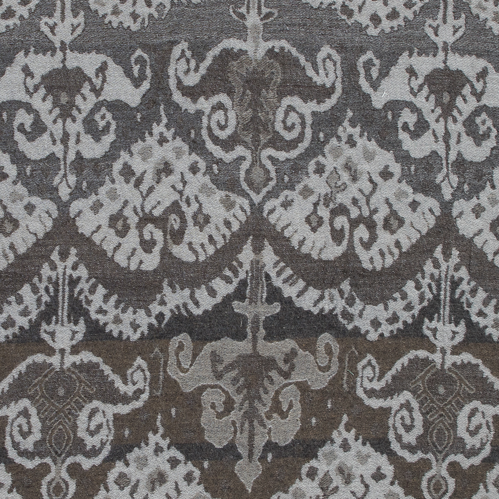 Gray Tribal Damask Wool Woven Gray Tribal Damask Wool Woven