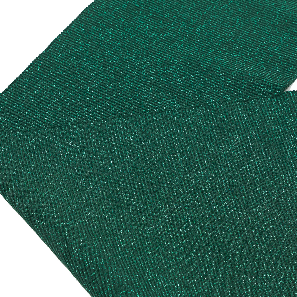 Dark Green Sparkle Rib Knit Trim - 7" x 29"