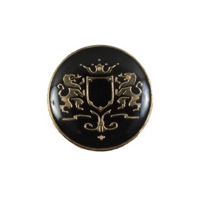 Italian Black and Gold Metal Crest Shank Back Button – 36L/23mm Italian Black and Gold Metal Crest Shank Back Button – 36L/23mm