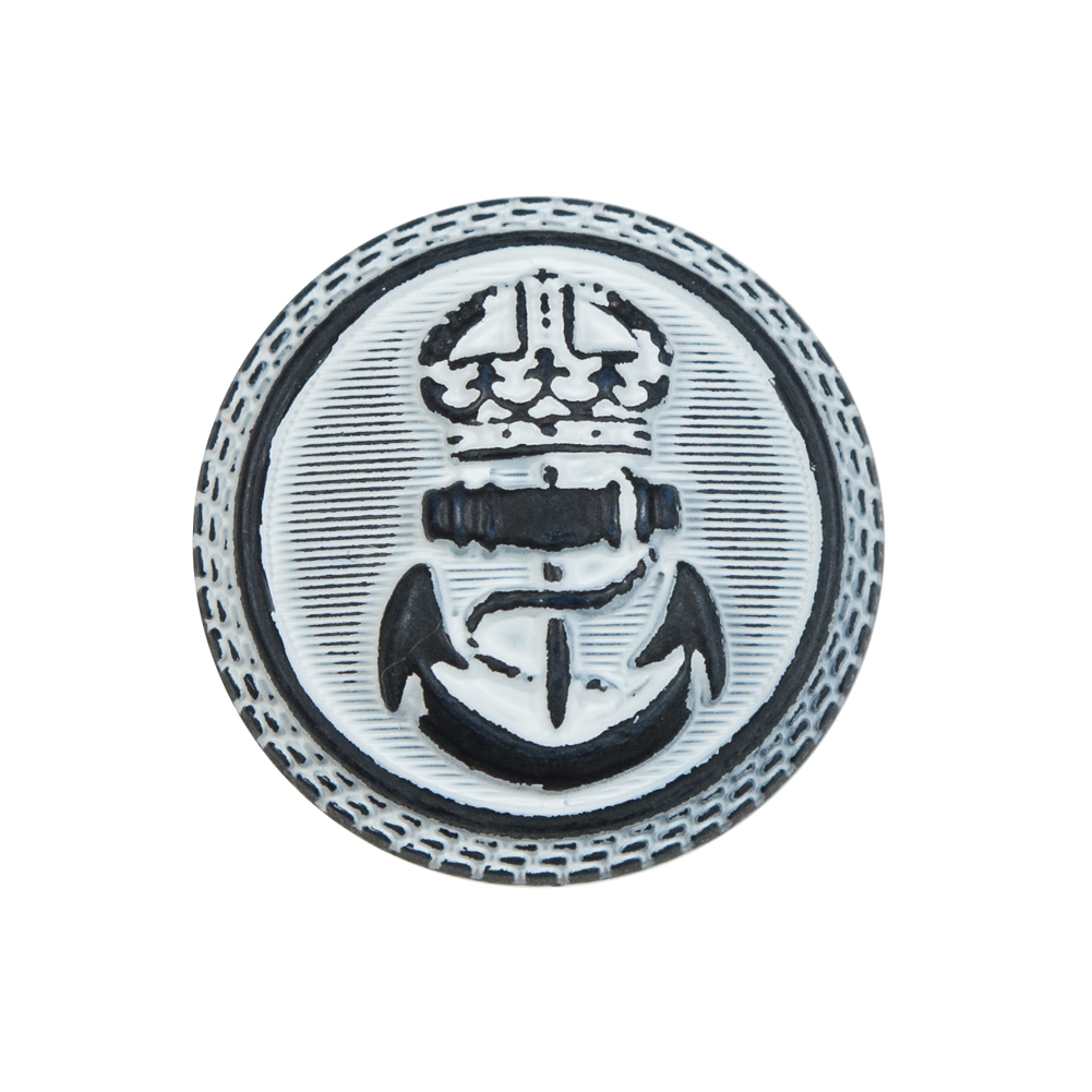 Italian White and Navy Anchor Shank Back Button – 40L/25.5mm Italian White and Navy Anchor Shank Back Button – 40L/25.5mm