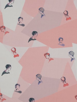 Cotton Poplin – Pink and Blue Faces on Geometrics – Les Femmes en Pois Print – Mood Exclusive Avenable Collection Cotton Poplin – Pink and Blue Faces on Geometrics – Les Femmes en Pois Print – Mood Exclusive Avenable Collection