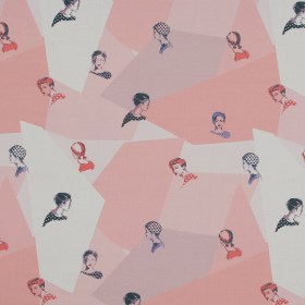Cotton Poplin – Pink and Blue Faces on Geometrics – Les Femmes en Pois Print – Mood Exclusive Avenable Collection Cotton Poplin – Pink and Blue Faces on Geometrics – Les Femmes en Pois Print – Mood Exclusive Avenable Collection