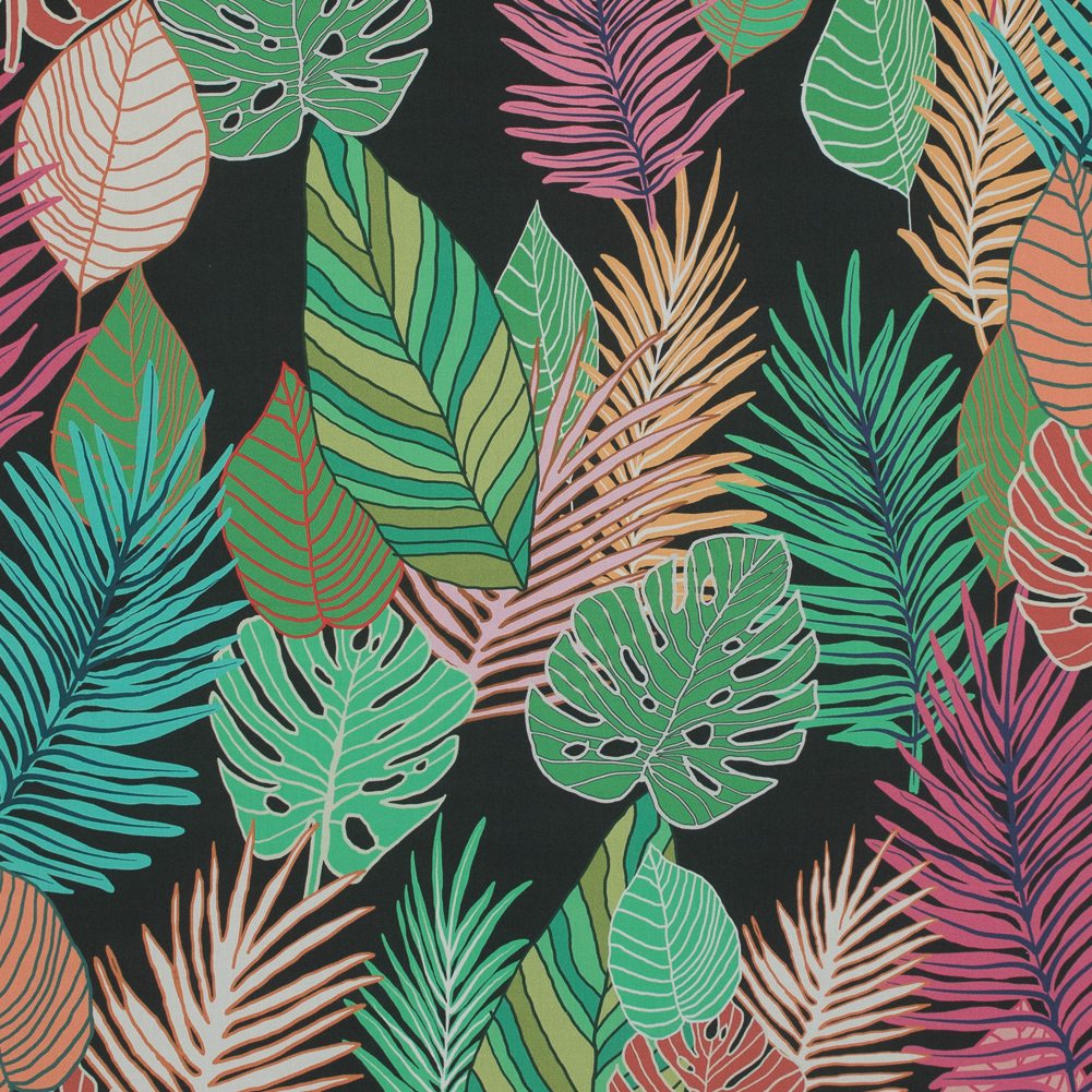 Mood Exclusive Fogliame Vivido Black Cotton Poplin Mood Exclusive Fogliame Vivido Black Cotton Poplin