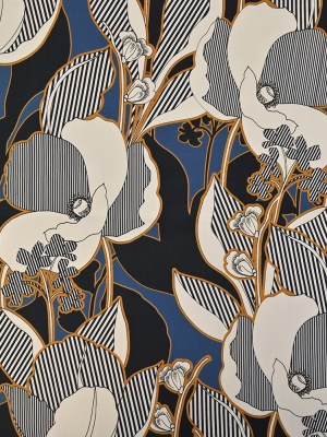 Mood Exclusive Fleurs de Nuit Navy and Mustard Stretch Cotton Sateen Mood Exclusive Fleurs de Nuit Navy and Mustard Stretch Cotton Sateen