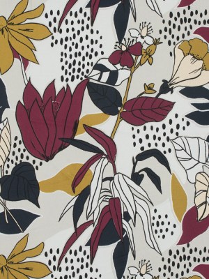 Stretch Cotton Sateen – Red Plum Floral – Pushing Up Daisies Print – Mood Exclusive Avenable Collection Stretch Cotton Sateen – Red Plum Floral – Pushing Up Daisies Print – Mood Exclusive Avenable Collection