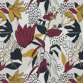 Stretch Cotton Sateen – Red Plum Floral – Pushing Up Daisies Print – Mood Exclusive Avenable Collection Stretch Cotton Sateen – Red Plum Floral – Pushing Up Daisies Print – Mood Exclusive Avenable Collection