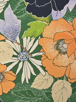Mood Exclusive Floral Phantasmagoria Green and Orange Stretch Cotton Sateen Mood Exclusive Floral Phantasmagoria Green and Orange Stretch Cotton Sateen