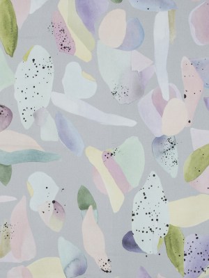 Stretch Cotton Sateen – Silver and Multicolor Abstract Spots – Dappled Duende Print – Mood Exclusive Avenable Collection Stretch Cotton Sateen – Silver and Multicolor Abstract Spots – Dappled Duende Print – Mood Exclusive Avenable Collection