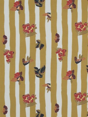 Cotton Poplin – Flowers over Mustard Yellow Stripes – Flores de Vitalidad Print – Mood Exclusive Avenable Collection Cotton Poplin – Flowers over Mustard Yellow Stripes – Flores de Vitalidad Print – Mood Exclusive Avenable Collection