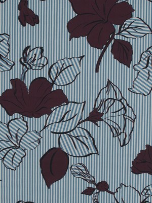 Cotton Poplin – Burgundy Striped Floral – Flores de AlegrÃa Print – Mood Exclusive Avenable Collection Cotton Poplin – Burgundy Striped Floral – Flores de AlegrÃa Print – Mood Exclusive Avenable Collection