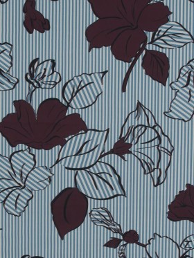 Cotton Poplin – Burgundy Striped Floral – Flores de Alegrรญa Print – Mood Exclusive Avenable Collection Cotton Poplin – Burgundy Striped Floral – Flores de Alegrรญa Print – Mood Exclusive Avenable Collection