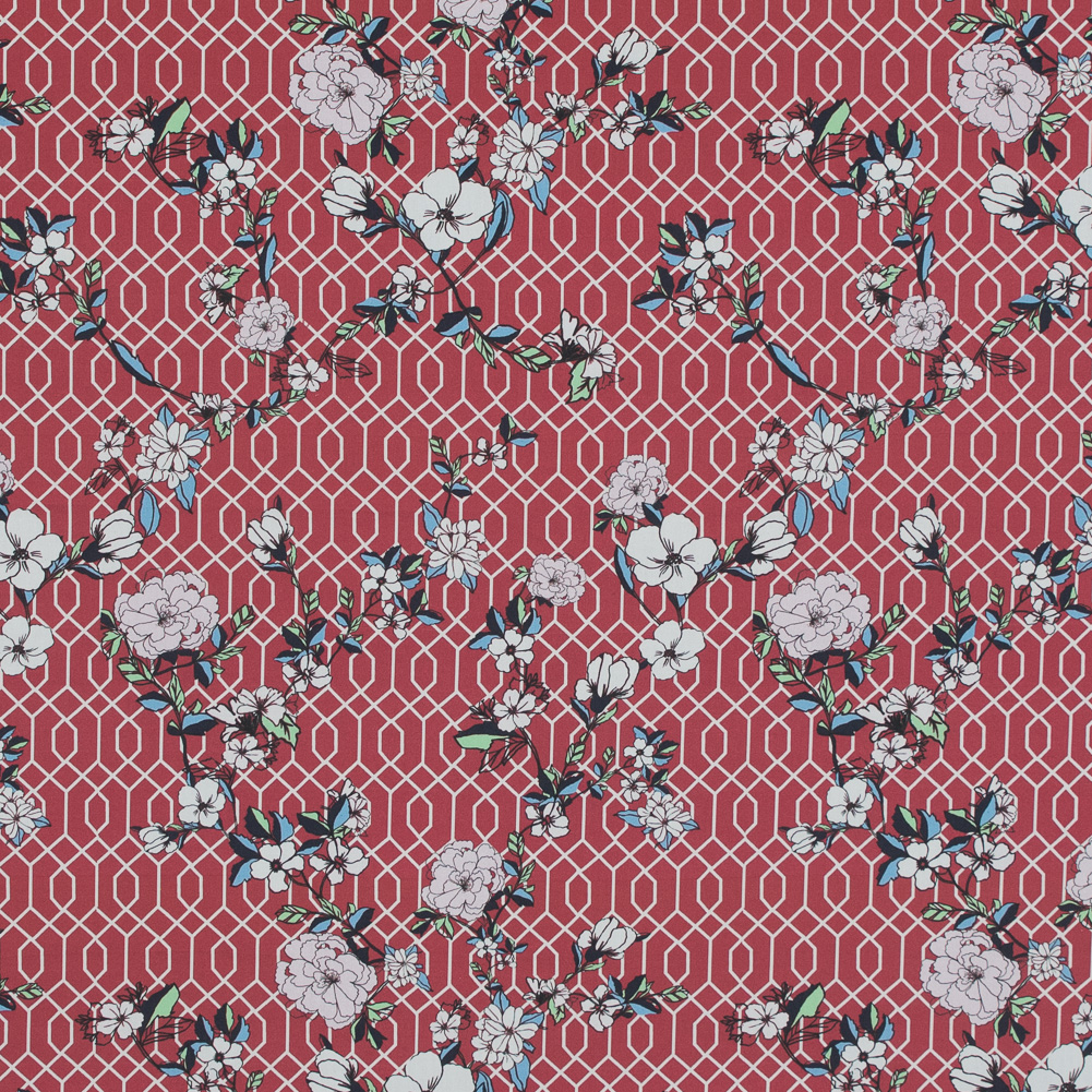 Cotton Poplin – Red Floral and Geometric – La Fortuna de lo Memorable Print – Mood Exclusive Avenable Collection Cotton Poplin – Red Floral and Geometric – La Fortuna de lo Memorable Print – Mood Exclusive Avenable Collection