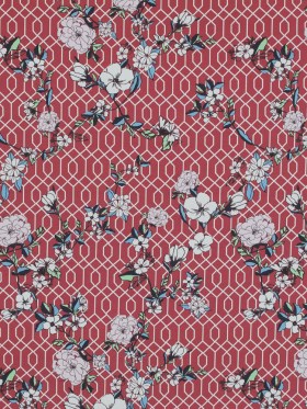 Cotton Poplin – Red Floral and Geometric – La Fortuna de lo Memorable Print – Mood Exclusive Avenable Collection Cotton Poplin – Red Floral and Geometric – La Fortuna de lo Memorable Print – Mood Exclusive Avenable Collection