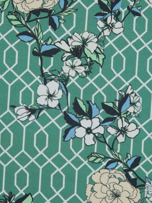 Cotton Poplin – Green Floral and Geometric – La Fortuna de lo Memorable Print – Mood Exclusive Avenable Collection Cotton Poplin – Green Floral and Geometric – La Fortuna de lo Memorable Print – Mood Exclusive Avenable Collection
