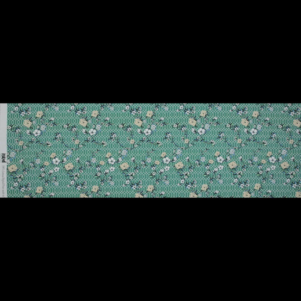 Cotton Poplin – Green Floral and Geometric – La Fortuna de lo Memorable Print – Mood Exclusive Avenable Collection Cotton Poplin – Green Floral and Geometric – La Fortuna de lo Memorable Print – Mood Exclusive Avenable Collection