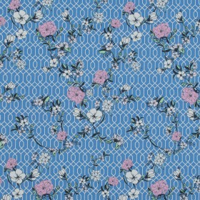 Cotton Poplin – Blue Floral and Geometric – La Fortuna de lo Memorable Print – Mood Exclusive Avenable Collection Cotton Poplin – Blue Floral and Geometric – La Fortuna de lo Memorable Print – Mood Exclusive Avenable Collection