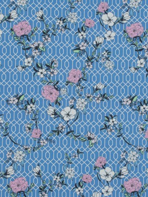 Cotton Poplin – Blue Floral and Geometric – La Fortuna de lo Memorable Print – Mood Exclusive Avenable Collection Cotton Poplin – Blue Floral and Geometric – La Fortuna de lo Memorable Print – Mood Exclusive Avenable Collection