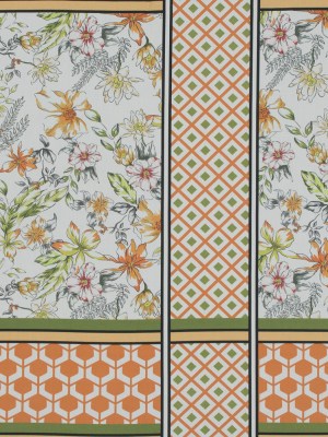 Cotton Poplin – Green and Orange Floral Squares and Geometrics – Italian Wedding Print – Mood Exclusive Avenable Collection Cotton Poplin – Green and Orange Floral Squares and Geometrics – Italian Wedding Print – Mood Exclusive Avenable Collection