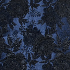 Blue and Black Luxury Floral Metallic Brocade Blue and Black Luxury Floral Metallic Brocade