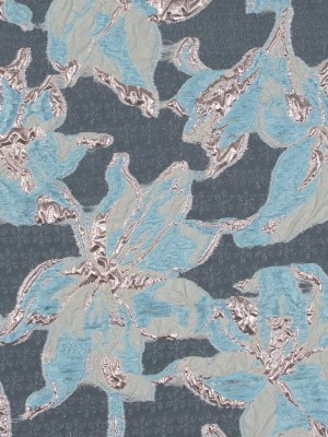 Aqua and Metallic Rose Gold Luxury Floral Burnout Brocade Aqua and Metallic Rose Gold Luxury Floral Burnout Brocade