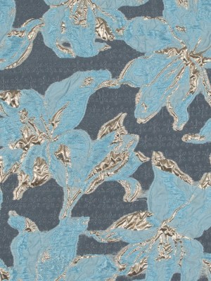 Sky Blue and Metallic Gold Luxury Floral Burnout Brocade Sky Blue and Metallic Gold Luxury Floral Burnout Brocade