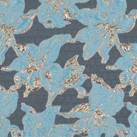 Sky Blue and Metallic Gold Luxury Floral Burnout Brocade Sky Blue and Metallic Gold Luxury Floral Burnout Brocade