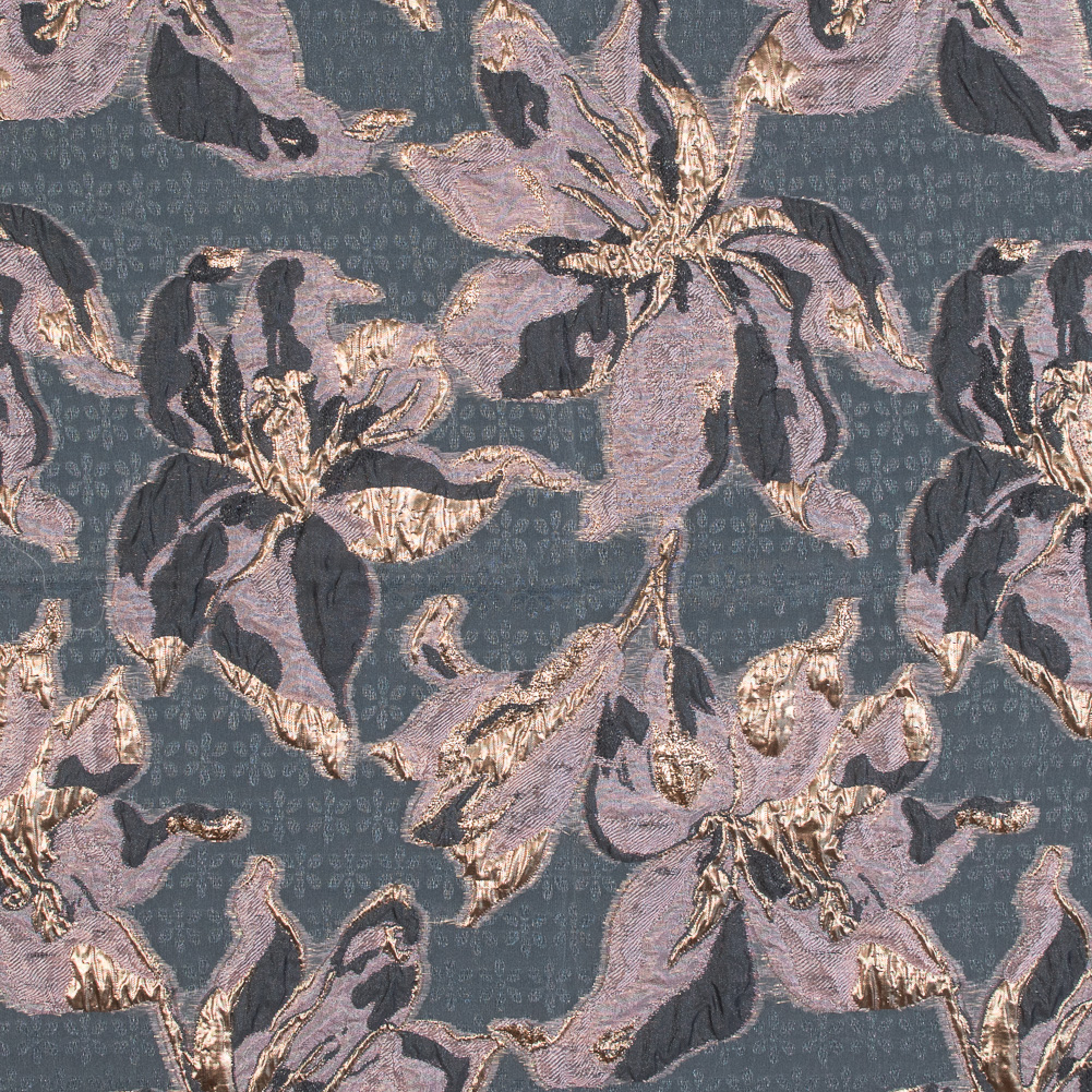 Mauve, Gray and Metallic Gold Luxury Floral Burnout Brocade Mauve, Gray and Metallic Gold Luxury Floral Burnout Brocade