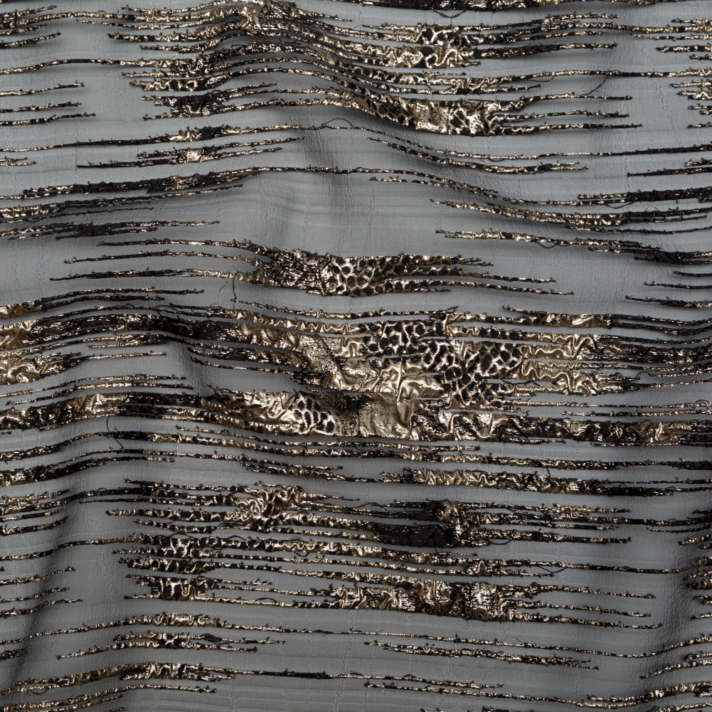 Metallic Gold and Black Luxury Striated Burnout Brocade Metallic Gold and Black Luxury Striated Burnout Brocade
