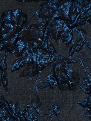Blue and Black Luxury Floral Metallic Brocade Blue and Black Luxury Floral Metallic Brocade