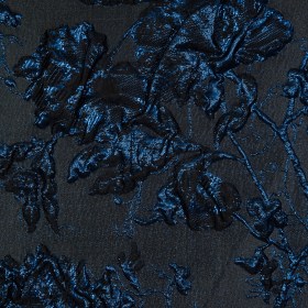 Blue and Black Luxury Floral Metallic Brocade Blue and Black Luxury Floral Metallic Brocade