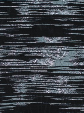 Black and Metallic Stone Blue Luxury Striated Burnout Brocade Black and Metallic Stone Blue Luxury Striated Burnout Brocade