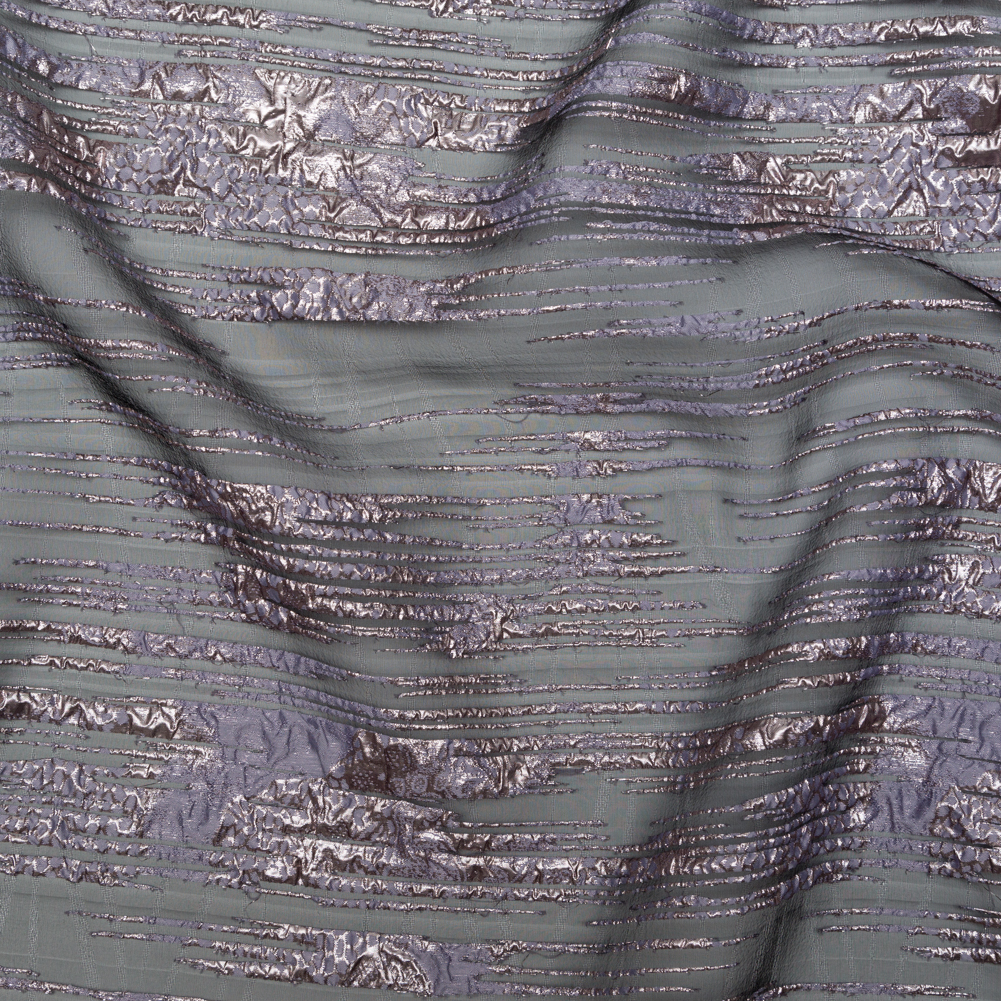 Metallic Wisteria and Black Luxury Striated Burnout Brocade Metallic Wisteria and Black Luxury Striated Burnout Brocade